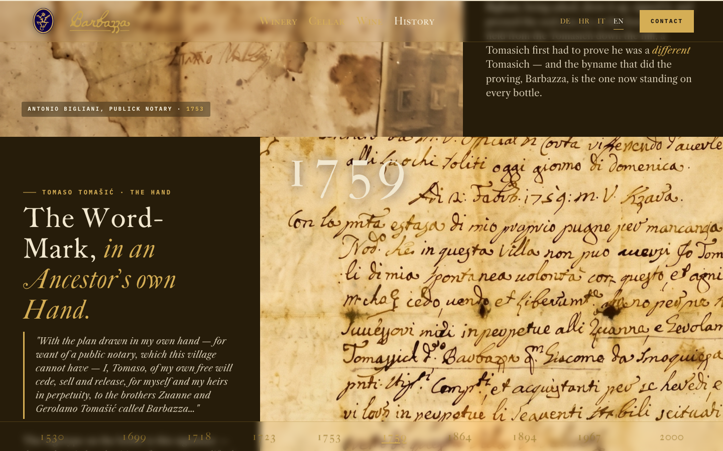 Die Wortmarke, in der Hand eines Vorfahren — Manuskript 1759